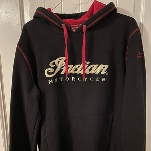GENUINE INDIAN MOTORCYCLE BRAND COTTON MEN'S PULL OVER HOODIE IMC BLACK RED
